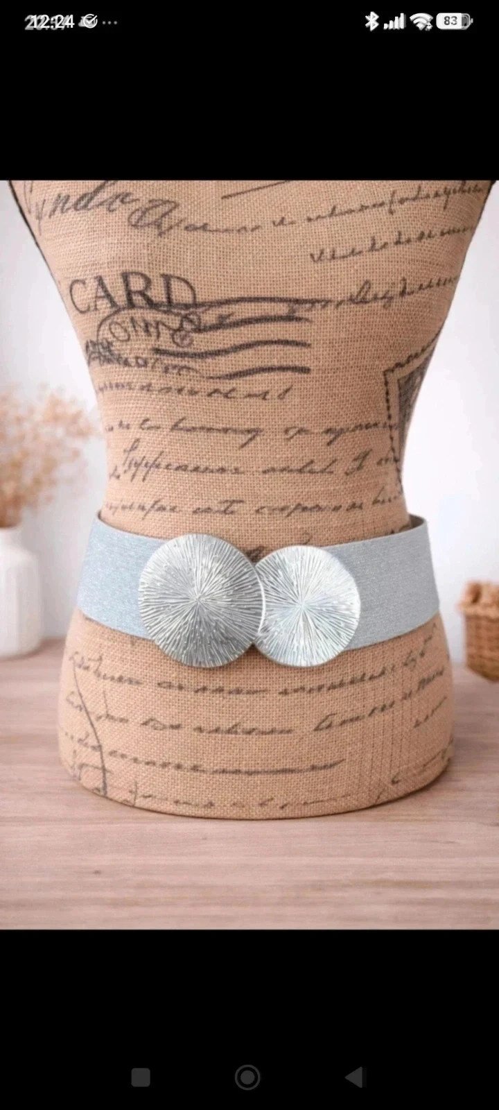 Ceinture élastique argentée femme – Boucle ronde métal – 73 à 80 cm